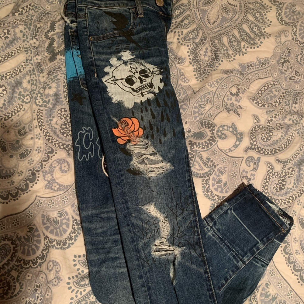 American Eagle Graffiti Patchwork Jeggings - image 2